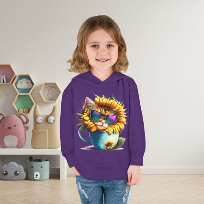 Cool Sunflower Kitten 1 Toddler Pullover Fleece Hoodie