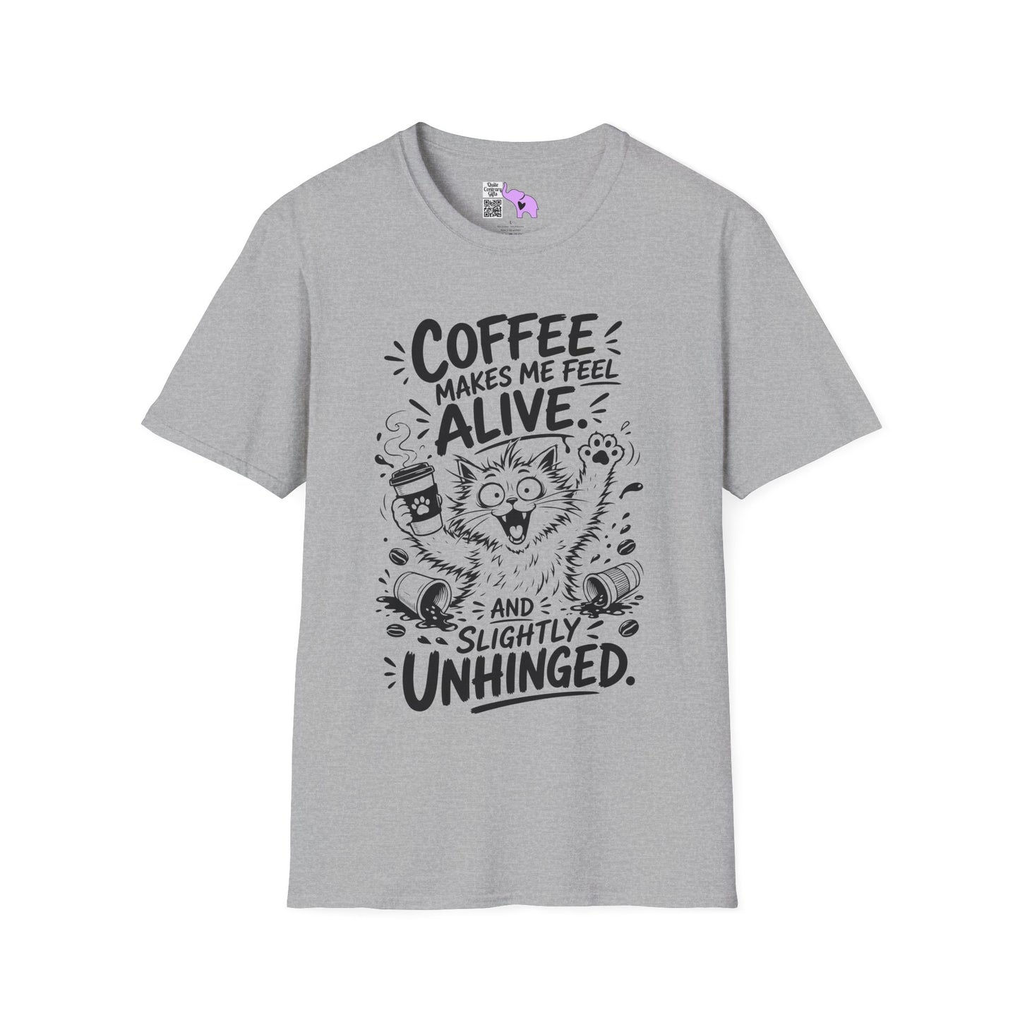 ""Coffee Makes Me Feel Alive and Slightly Unhinged (Cat) Adult T-shirt