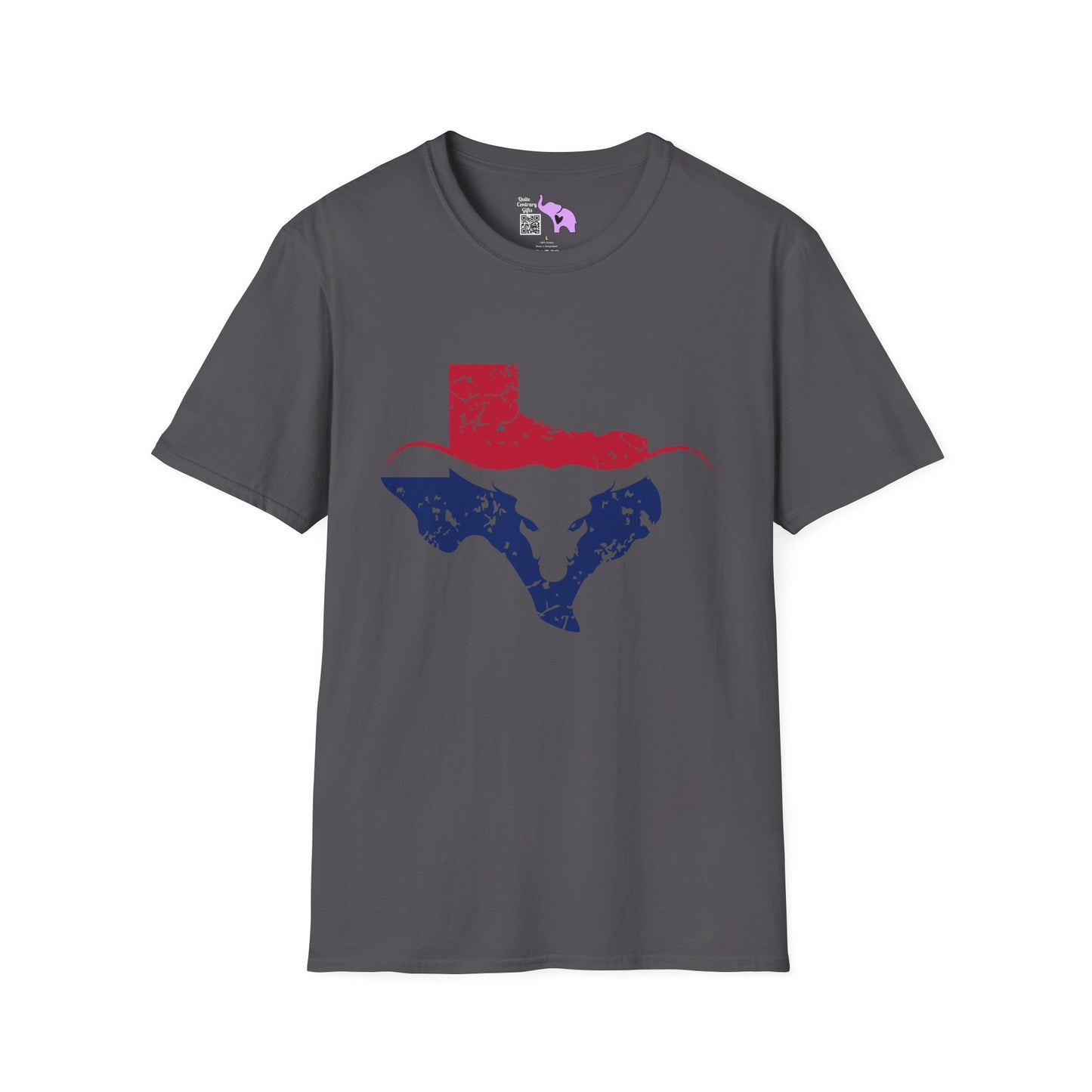 Red & Blue Texas Longhorn Adult Tshirt