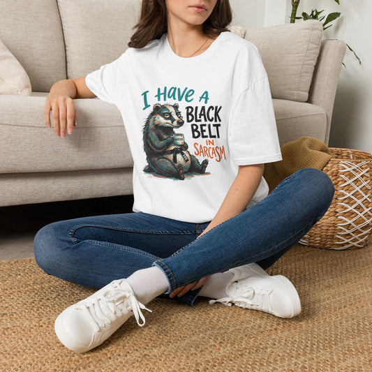 ""I Have A Black Belt in Sarcasm (Badger) Adult T-shirt