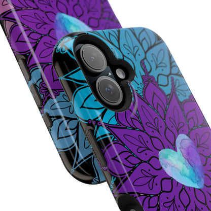 Colorful Mandala w/Heart MagSafe® Compatible Tough Case for iPhone