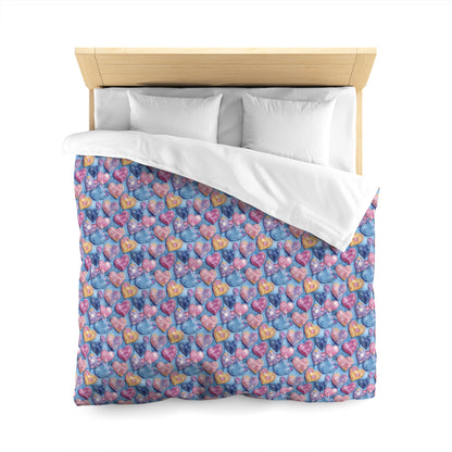 Color Pop Stitched Hearts Microfiber Duvet Cover