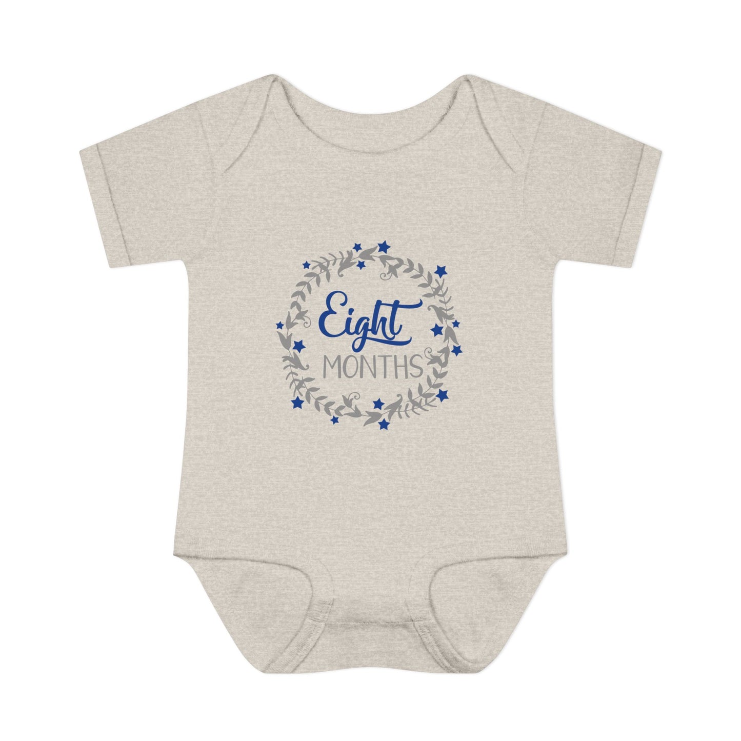 Blue Milestone Wreath Onesie-Eight Months