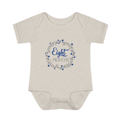 Blue Milestone Wreath Onesie-Eight Months