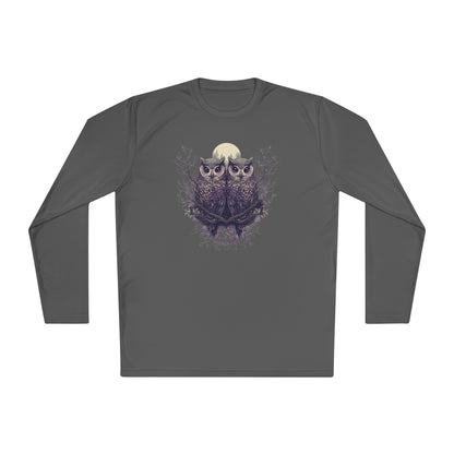 Owls with Full Moon Adult Long Sleeve Tee