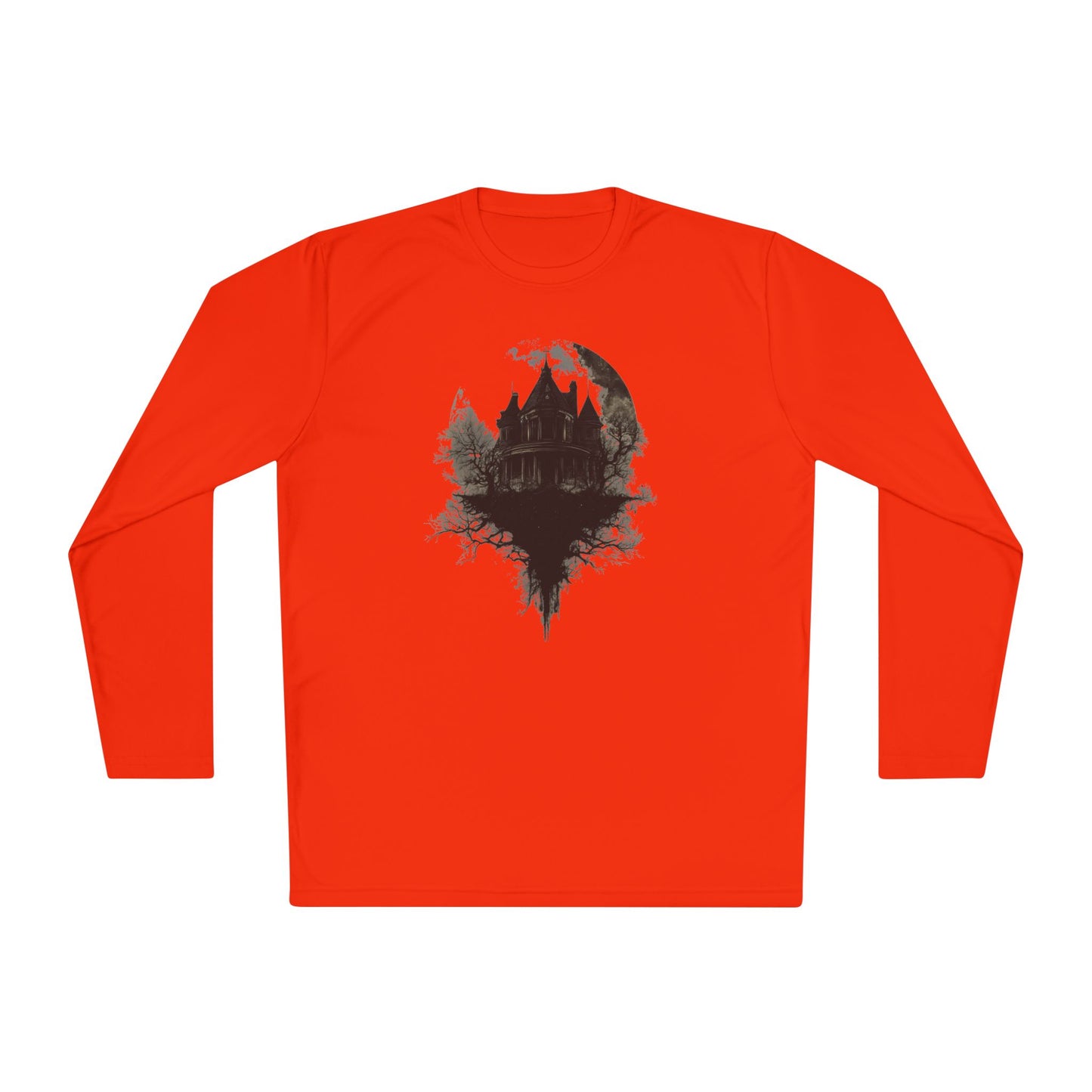 Halloween Haunted House Adult Long Sleeve Tee