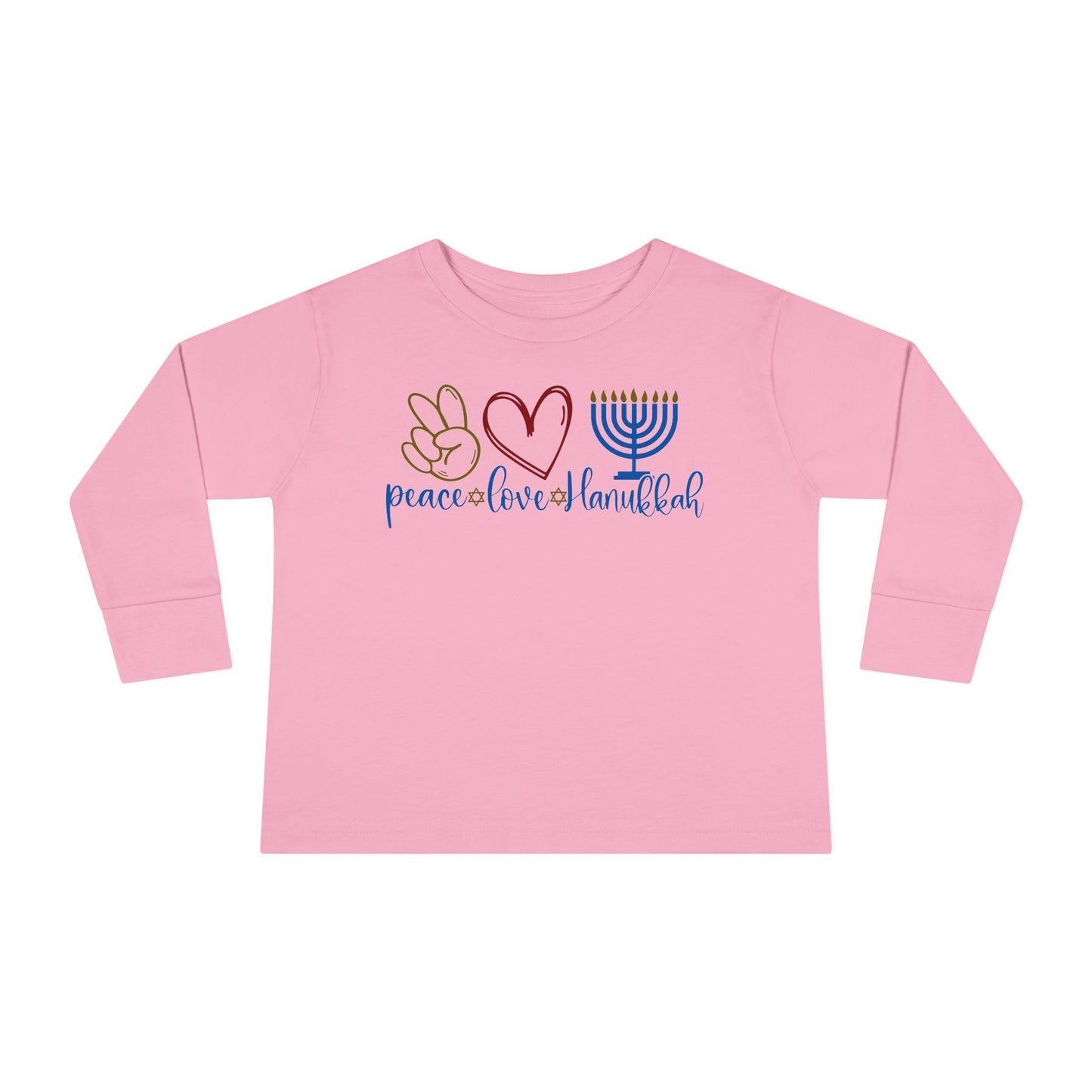 Peace Love Hanukkah Toddler Long Sleeve Tee