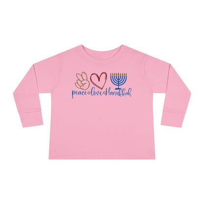 Peace Love Hanukkah Toddler Long Sleeve Tee