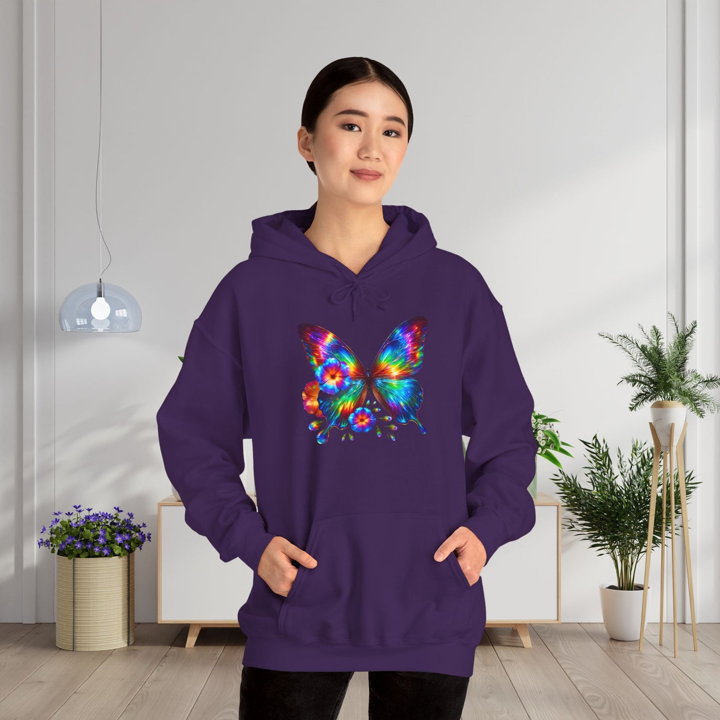 Floral Butterfly Heavy Blend™ Hooded Sweatshirt