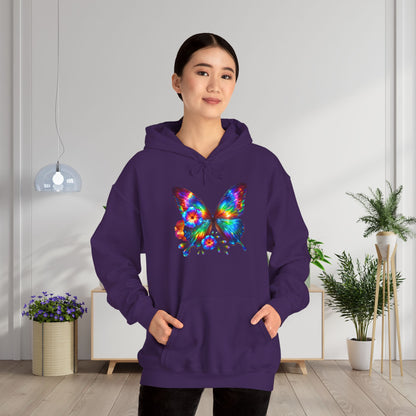 Floral Butterfly Heavy Blend™ Hooded Sweatshirt