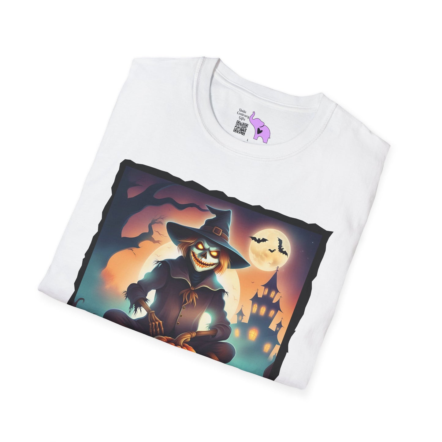 Halloween Scarecrow w/Pumpkins Adult T-shirt