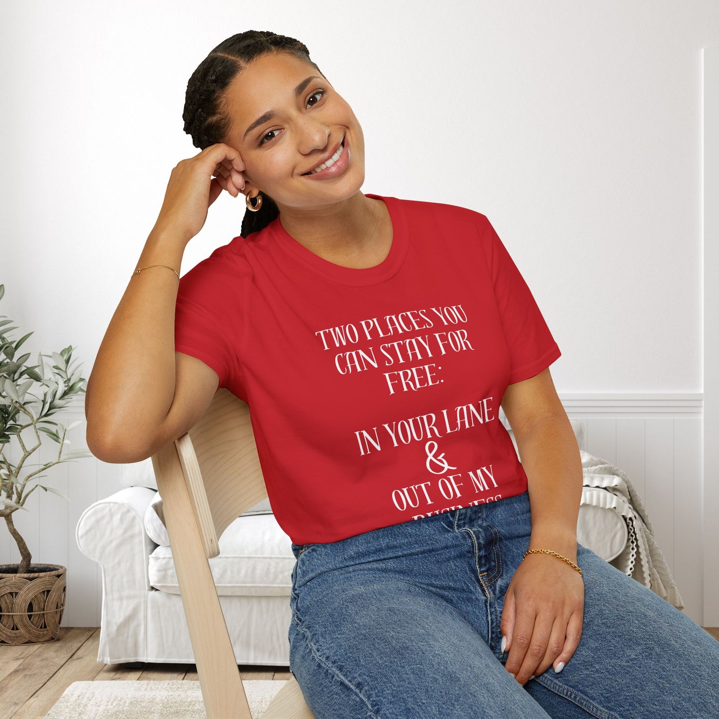 2 Places You Can Stay For Free: Your Lane & Out of My Business Adult T-shirt