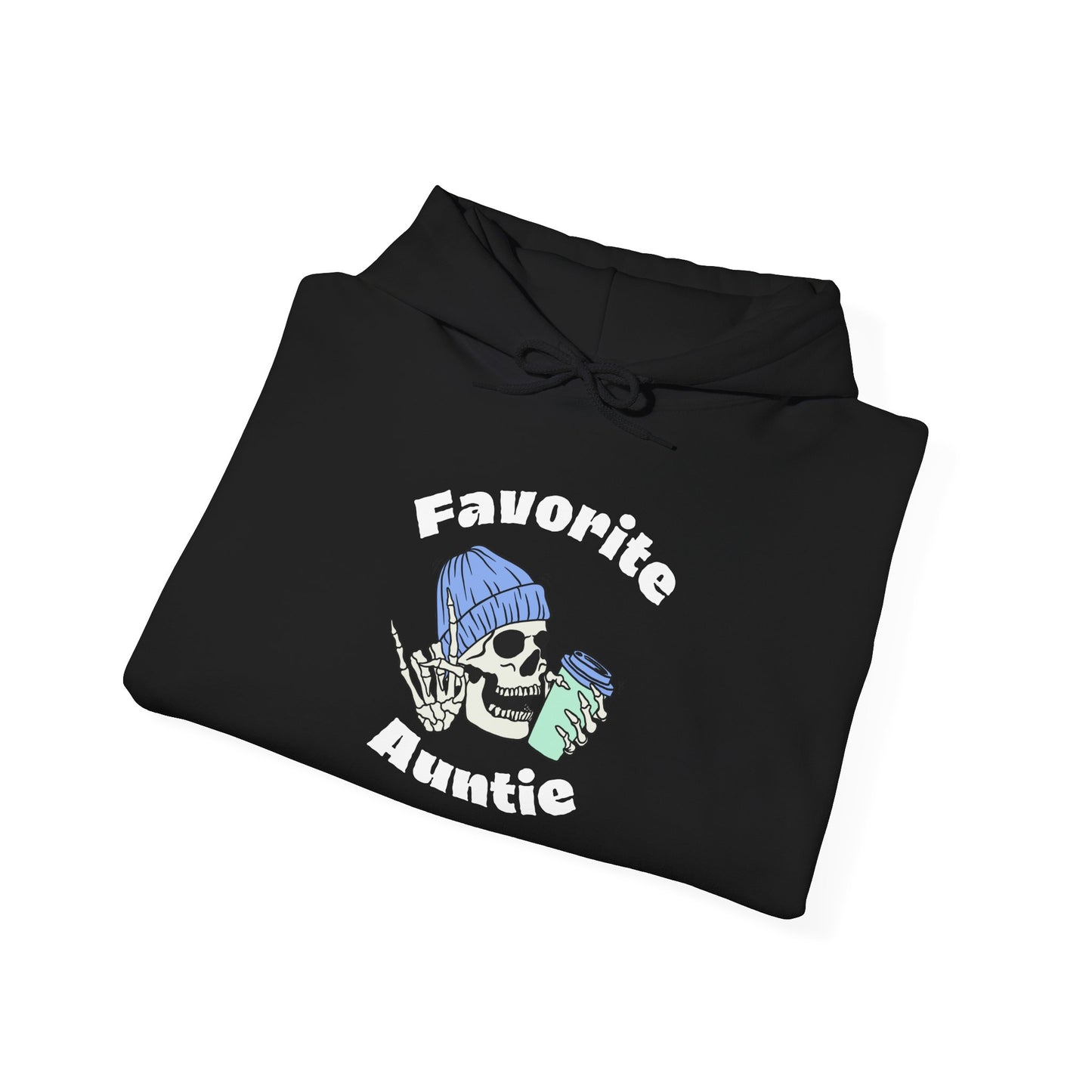 Favorite Auntie Skull drinking coffee Heavy Blend™ Hooded Sweatshirt