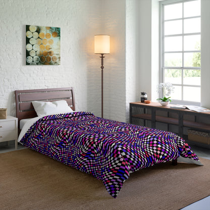 Warped Purple Checkered Comforter