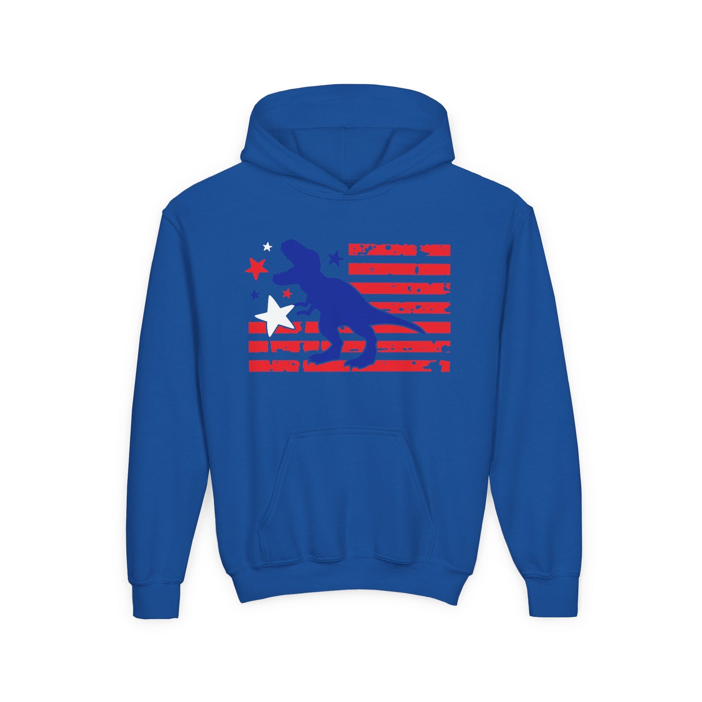 Distressed Patriotic T-Rex Youth Hoodie