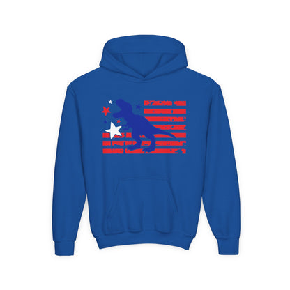 Distressed Patriotic T-Rex Youth Hoodie