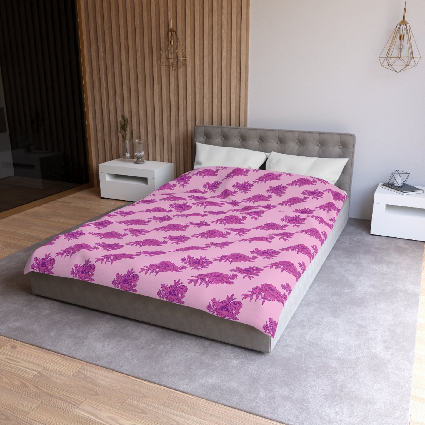 Bubblegum Bloom Peonies Microfiber Duvet Cover
