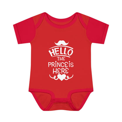Hello The Prince Is Here Infant Baby Rib Bodysuit