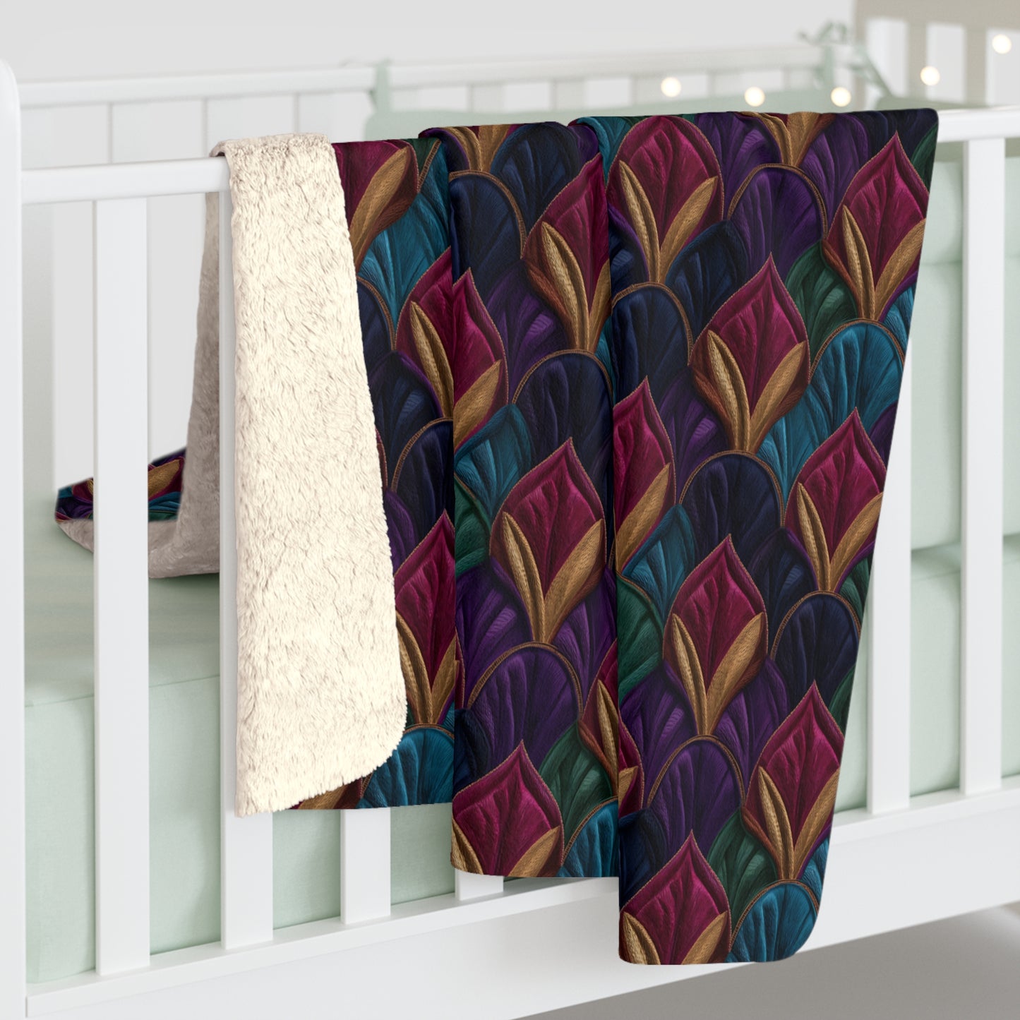 Velvet Night Garden Print Fleece Blanket