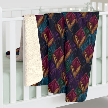 Velvet Night Garden Print Fleece Blanket