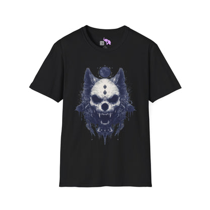 Creepy Skull Wolf Adult T-shirt