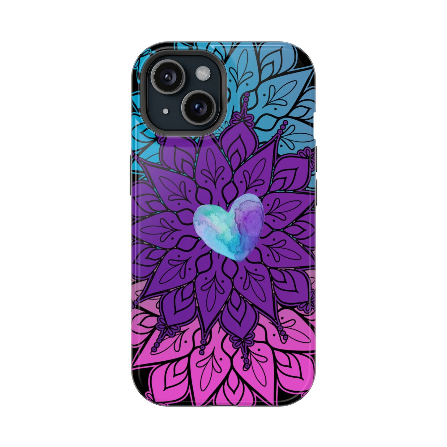 Colorful Mandala w/Heart MagSafe® Compatible Tough Case for iPhone