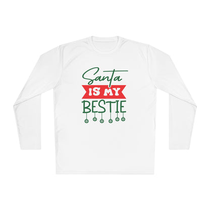 Santa Is My Bestie Adult Long Sleeve Tee