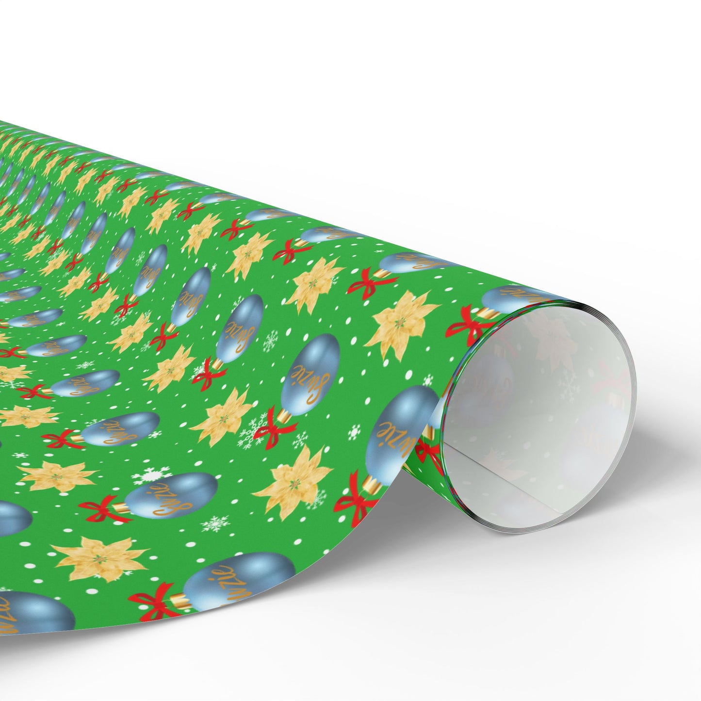 Blue Ornament Green Paper Custom Wrapping Paper (Suzie)