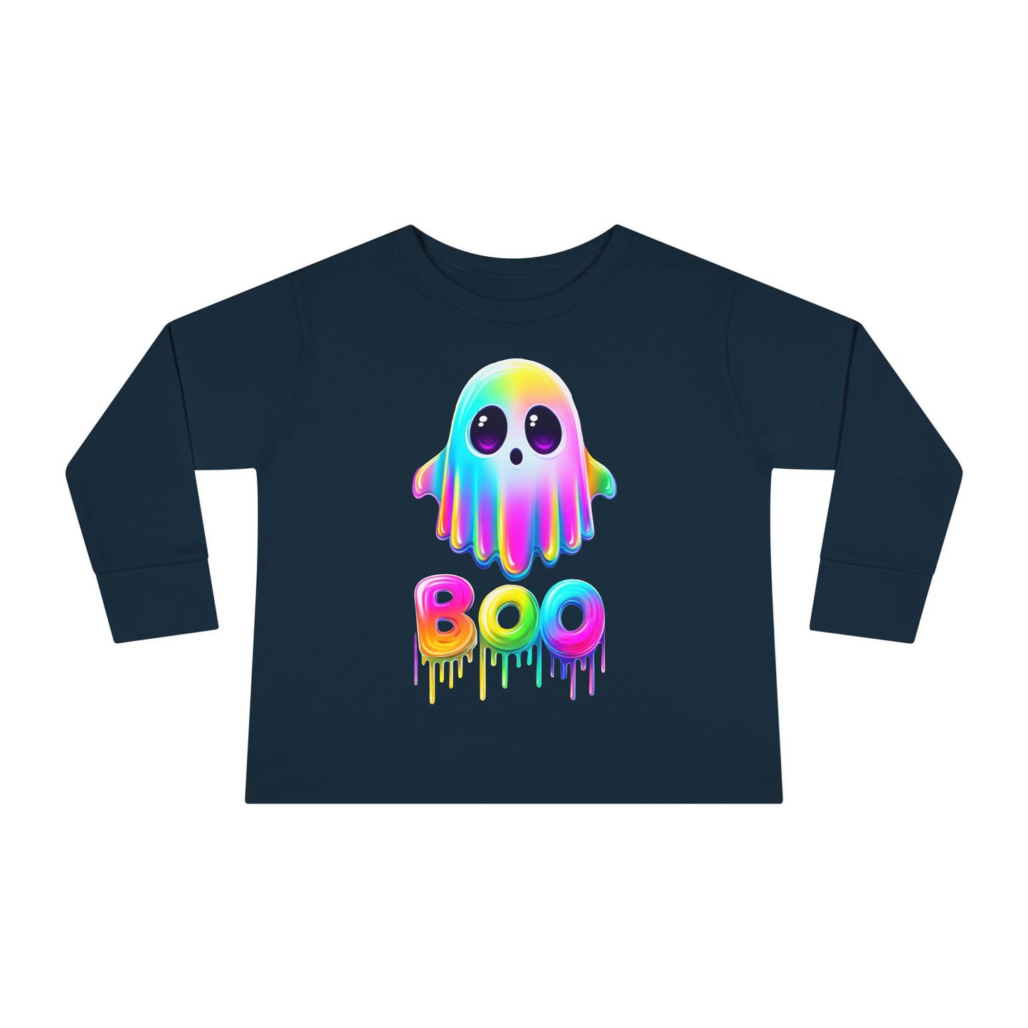 Neon Ghostly Boo Toddler Long Sleeve Tee