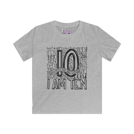 I Am Ten Typography Youth Softstyle Tee