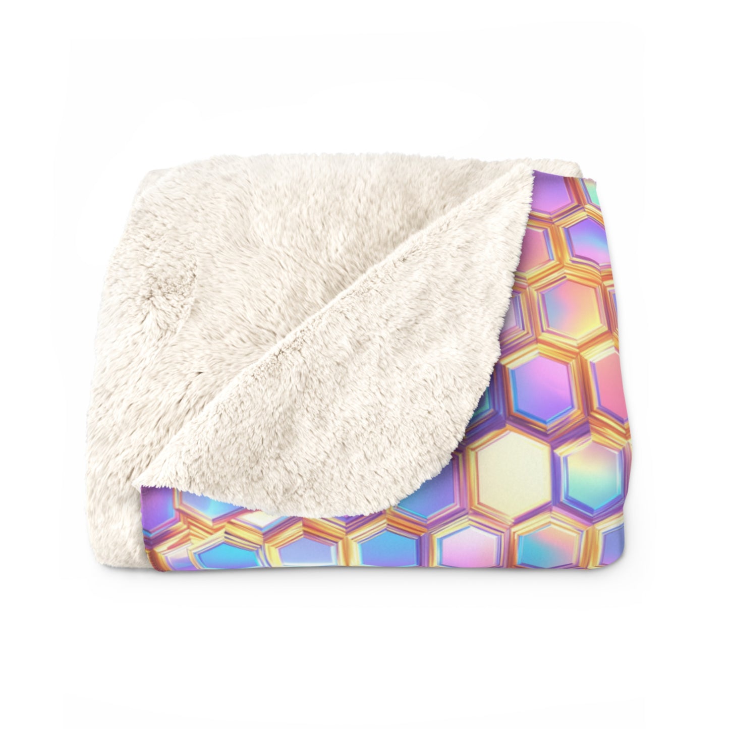 Aurora Hexagons Sherpa Fleece Blanket