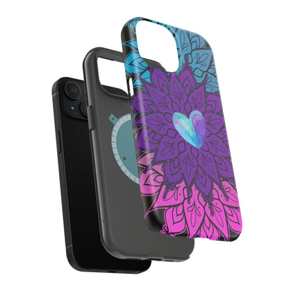 Colorful Mandala w/Heart MagSafe® Compatible Tough Case for iPhone