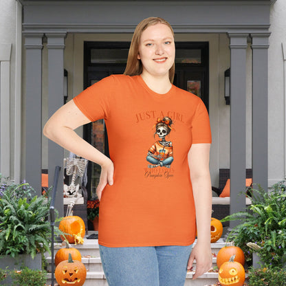 Just A Girl Who Loves Pumpkin Spice Skeleton Adult T-shirt