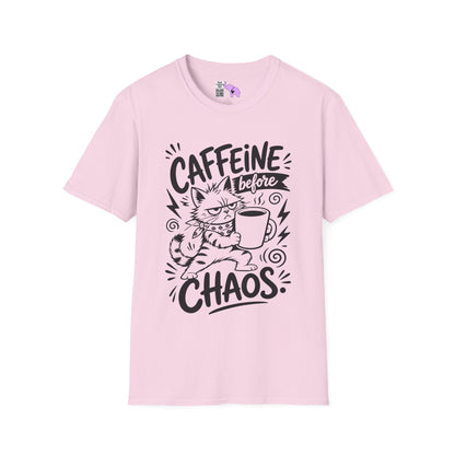 ""Caffeine Before Chaos (Cat) Adult T-shirt