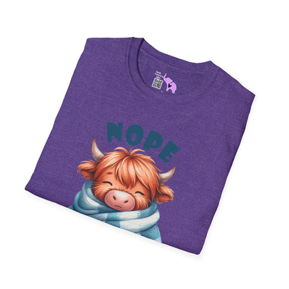 Nope Not Today Cute Cow Adult T-shirt