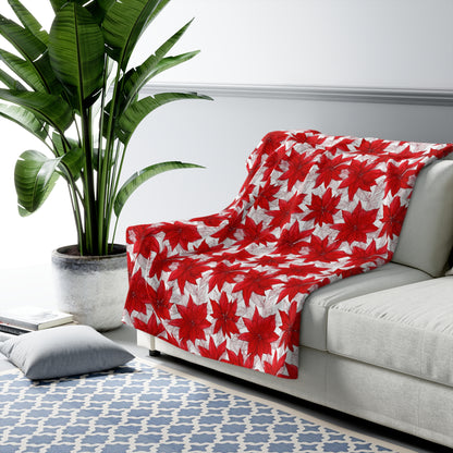 Christmas Blossom Sketch Fleece Blanket