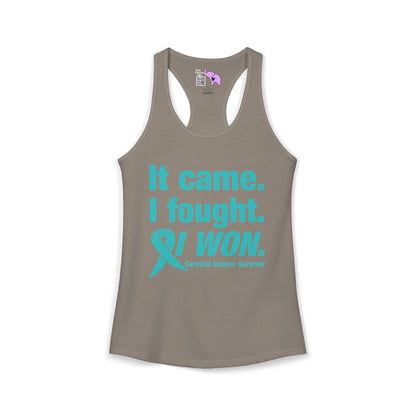 It Came I Fought I Won Cervical Cancer Survivior Women's Ideal Racerback Tank