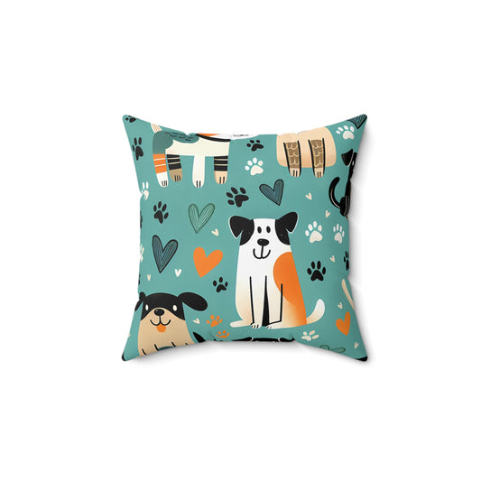 Happy Hounds Throw Pillow
