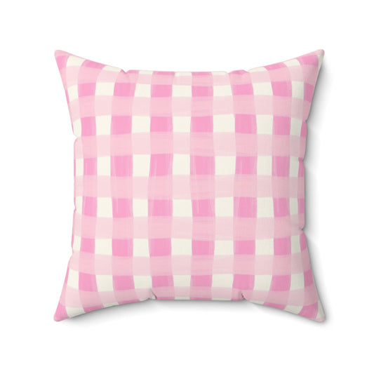 Dreamy Rose Gingham Throw Pillow