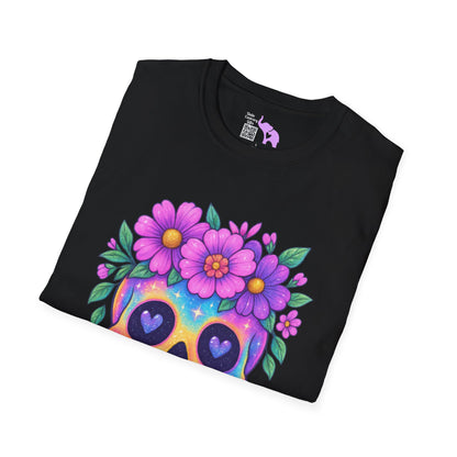 Neon Sugar Skull w/Floral Crown Adult T-shirt