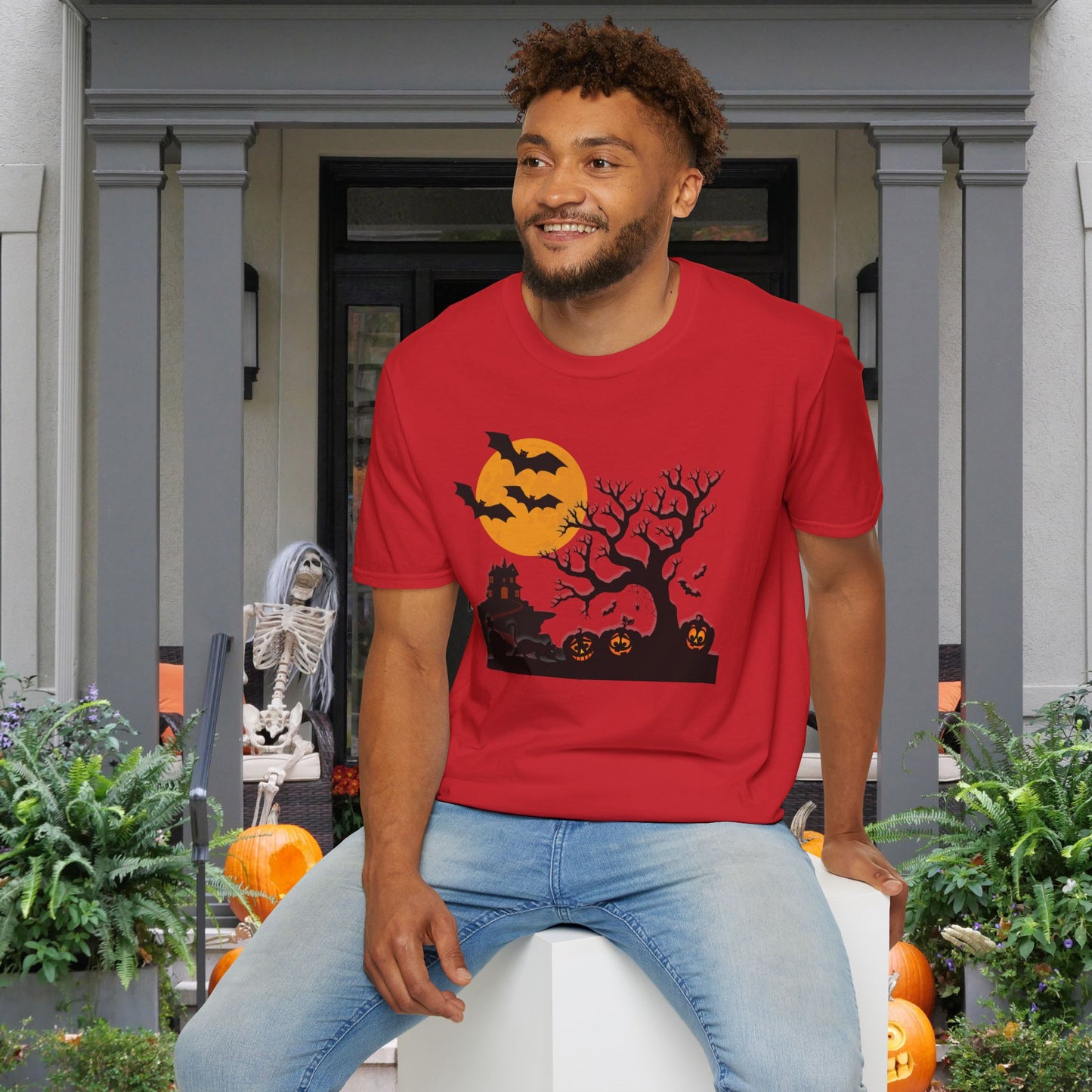 Spooky House & Graveyard Adult T-shirt
