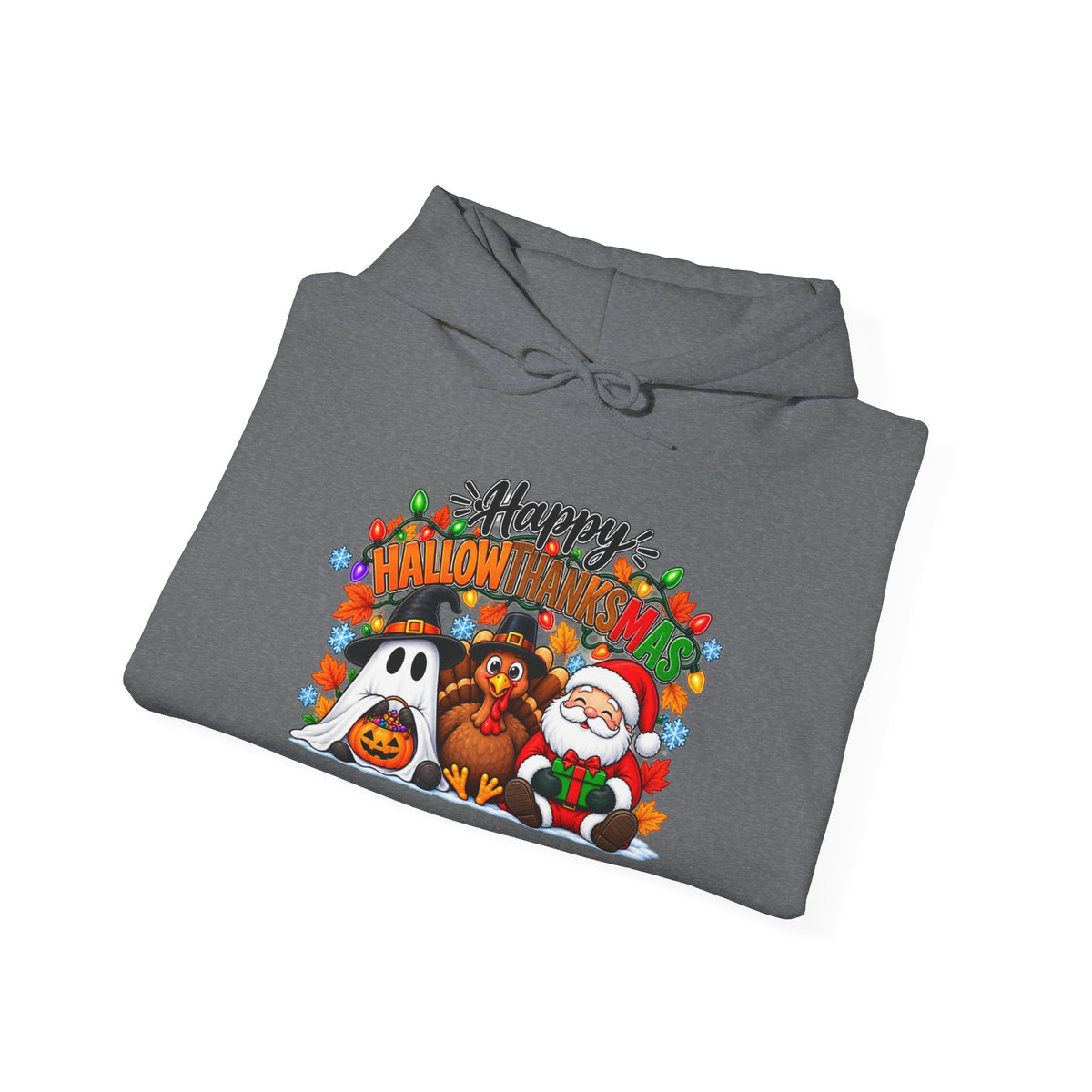 Happy Hallowthanksmas (String Lights) Heavy Blend™ Adult Hoodie