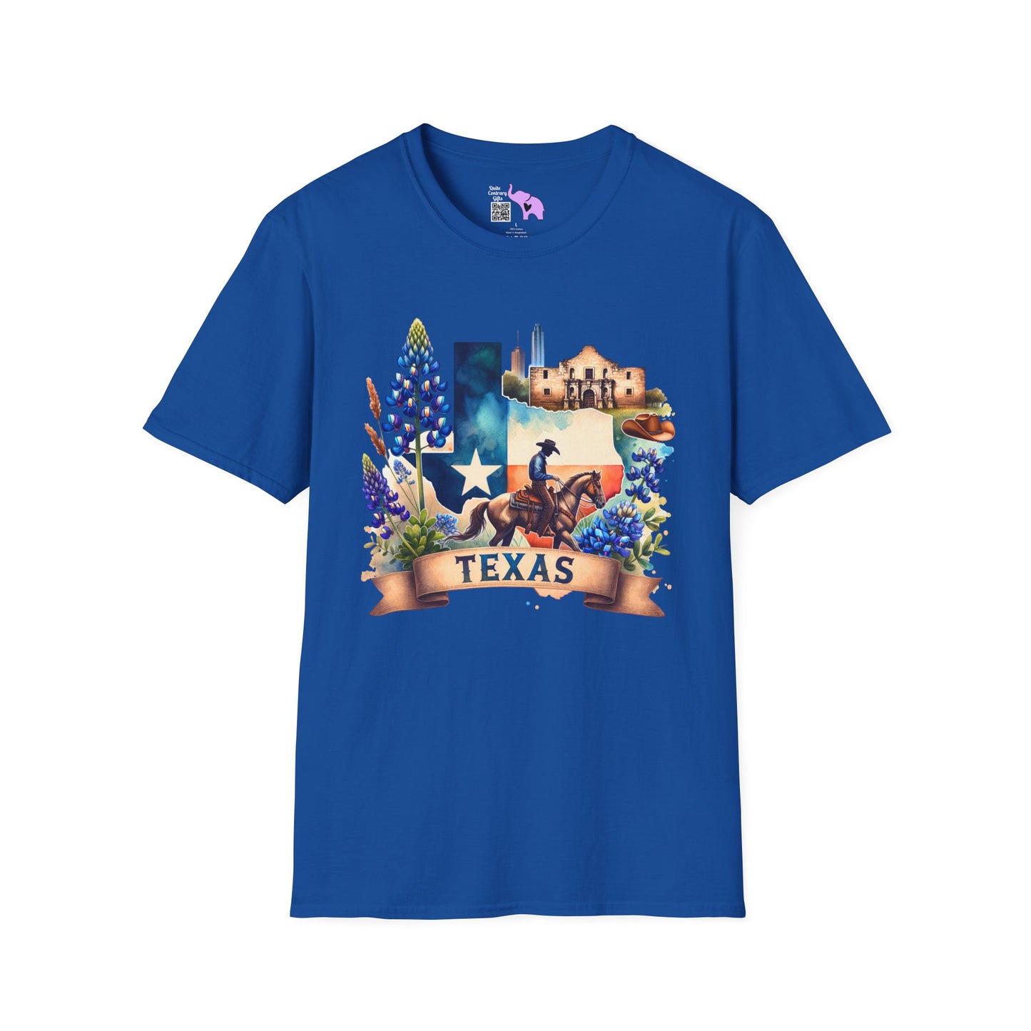 Texas Cowboy & Bluebonnets Adult T-shirt