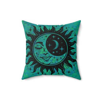Sun & Moon on Teal Throw Pillow