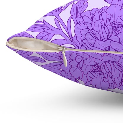 Lavender Peony Symphony Throw Pillow