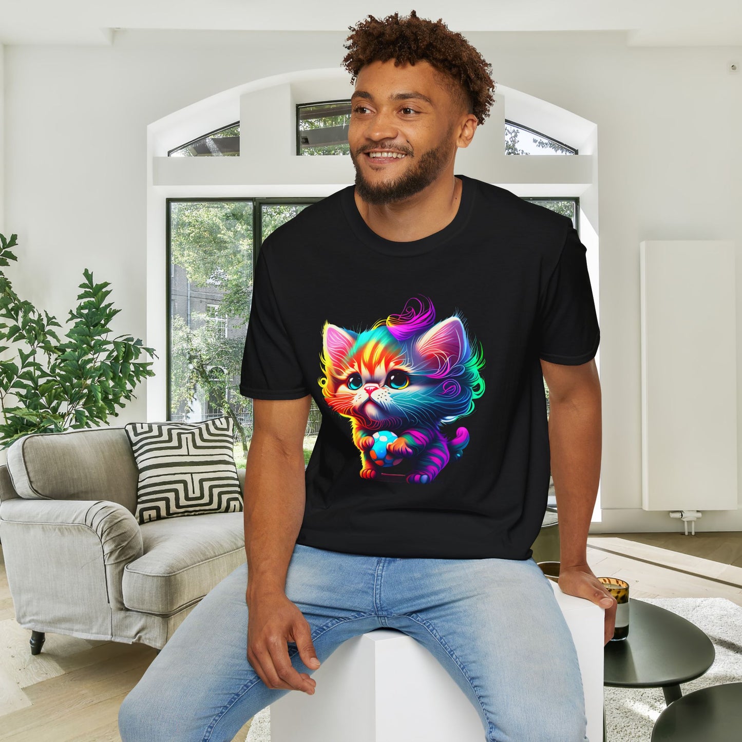 Cute Colorful Kitten Adult T-shirt