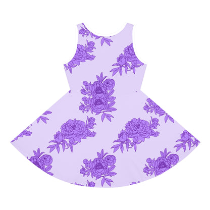 Royal Orchid Peonies Girls' Sleeveless Sundress