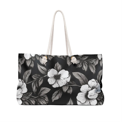 Black & White Daisies Weekender Bag