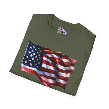 Waving American Flag Adult T-Shirt