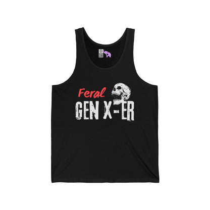 Feral GenXer w/Skull Unisex Jersey Tank